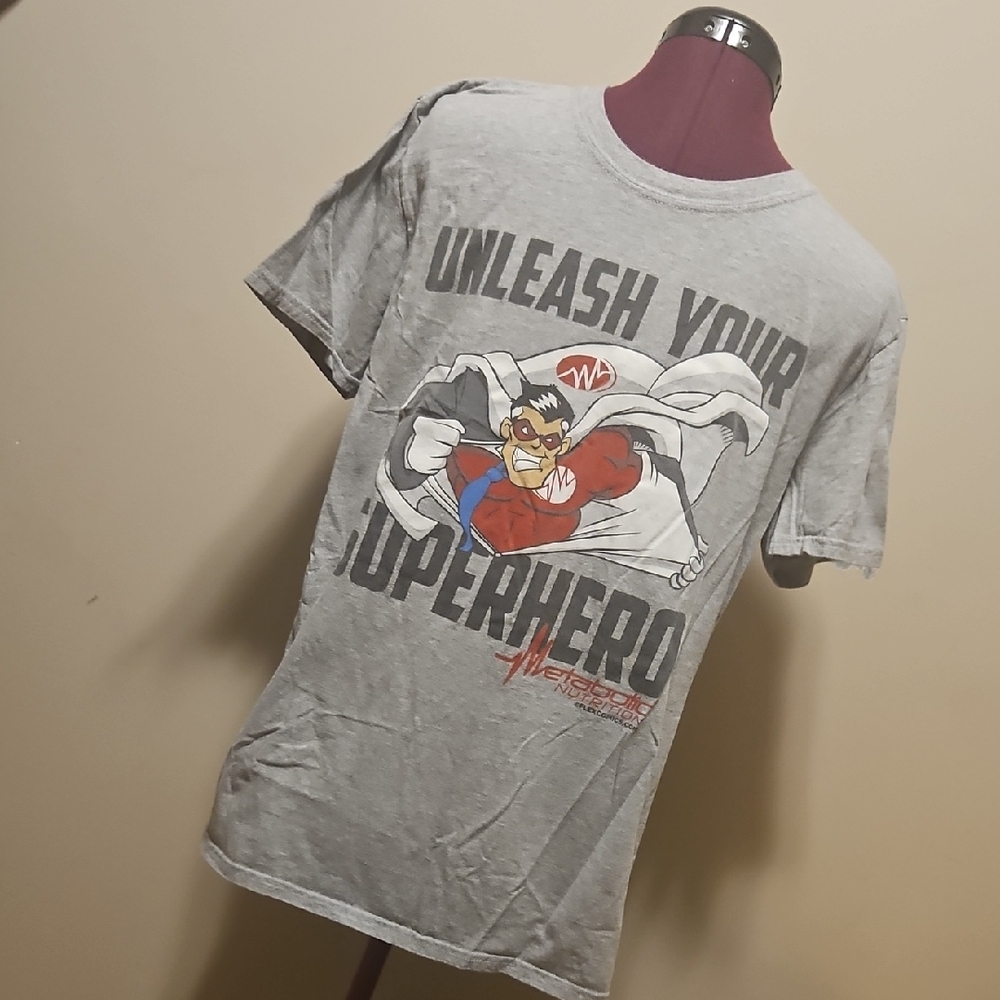Gray Superhero Graphic T-Shirt